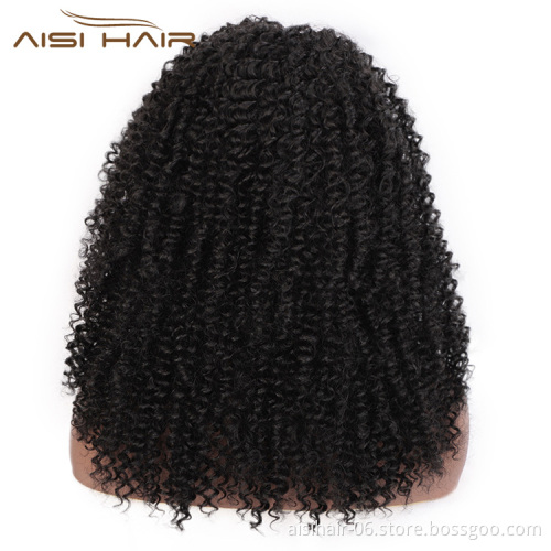 Aisi Hair Medium Long Afro Curly Fluffy Wig Natural Black Kinky Lace Frontal Wig Synthetic Lace Front Hair Wigs For Black Women